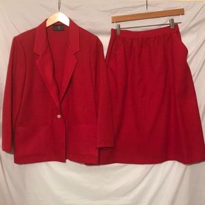 Red Blazer and Skirt Set